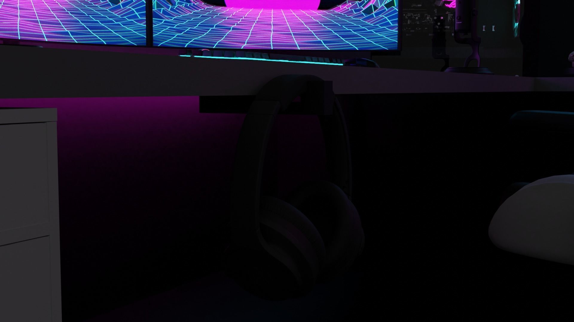 gaming room setup 3D model_2