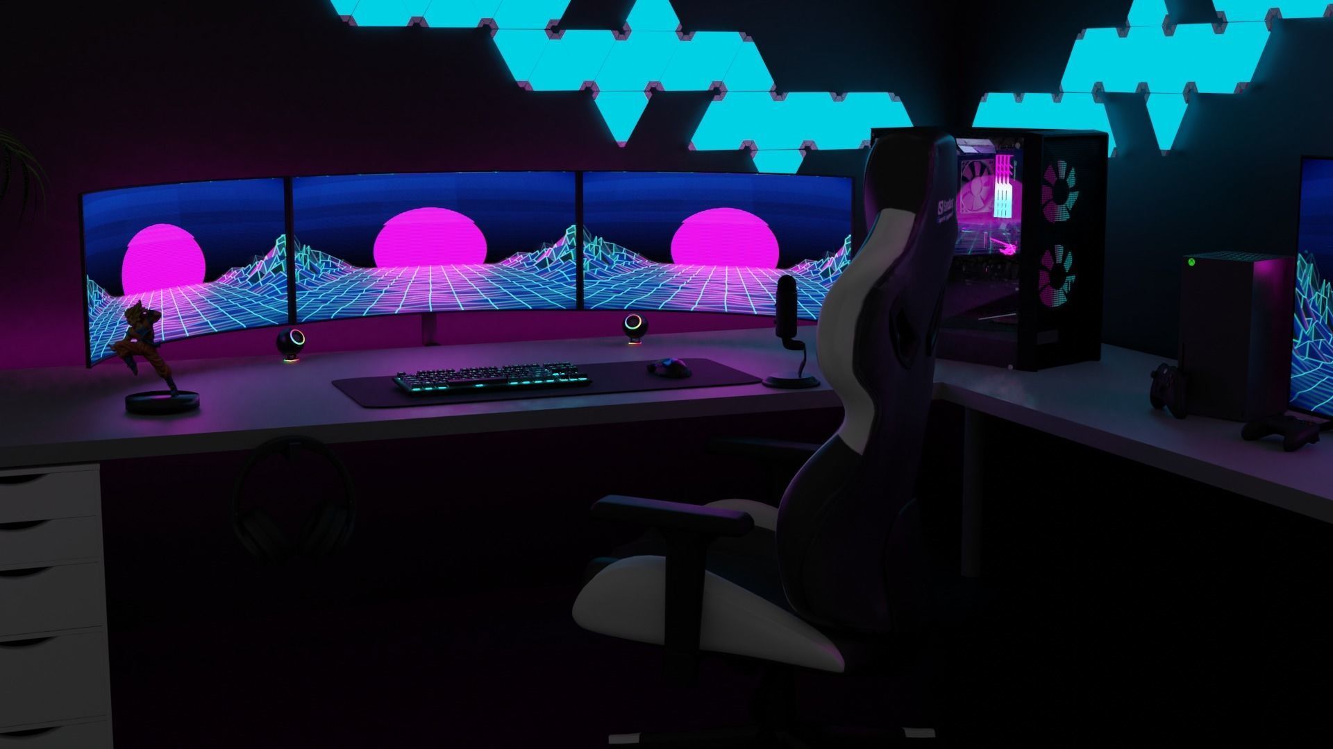 gaming room setup 3D model_5