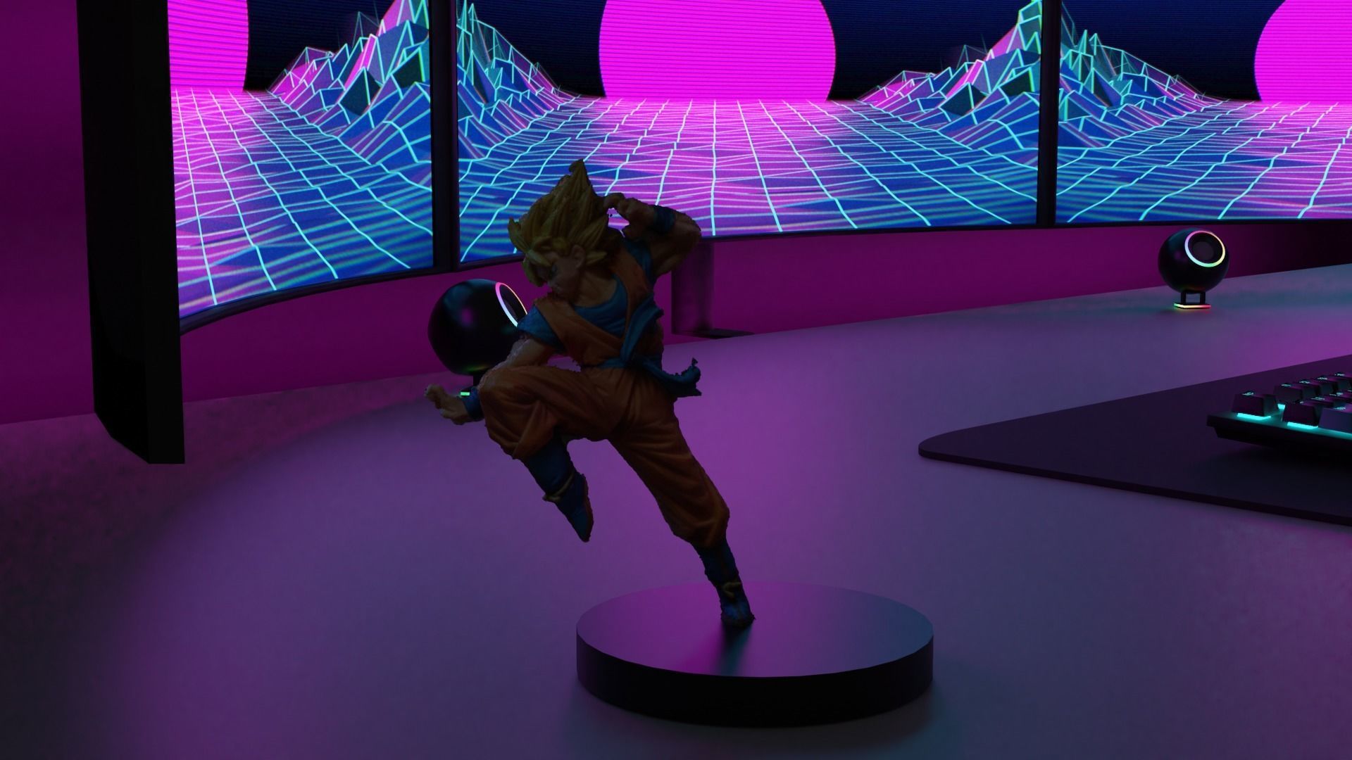 gaming room setup 3D model_4