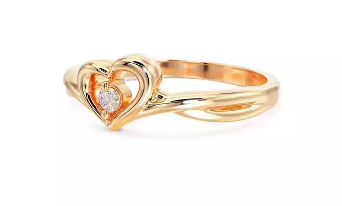 gold heart ring  with diamond