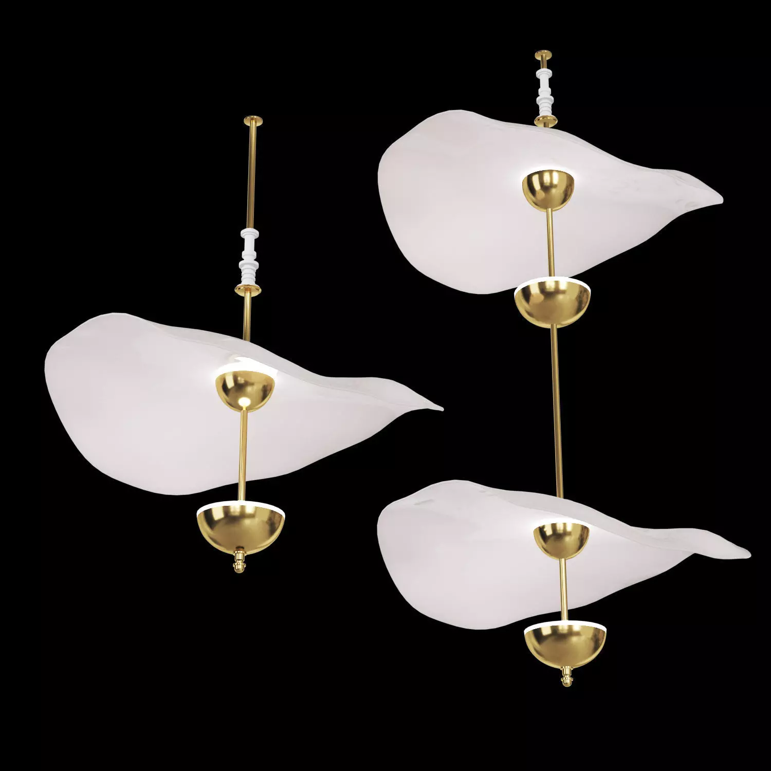 Envolee three light fixtures with gold finish 3D model