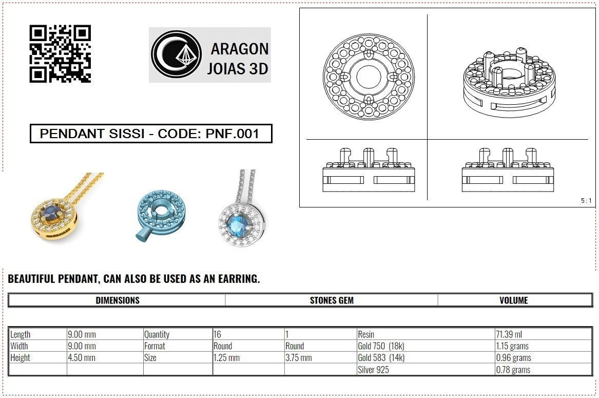 PENDANT SISSI  3D print model_9