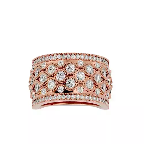 Diamond Band wedding engagement ring with 360 view animation 3D print model