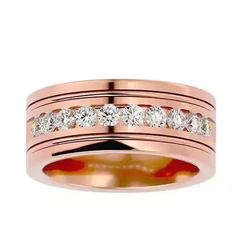Diamond Band wedding engagement ring with 360 view animation 3D print model