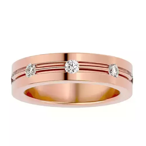 Diamond Band wedding engagement ring with 360 view animation 3D print model