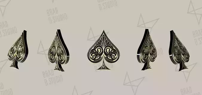 Playing Cards Symbols Pro Vector Spade Black and Golden