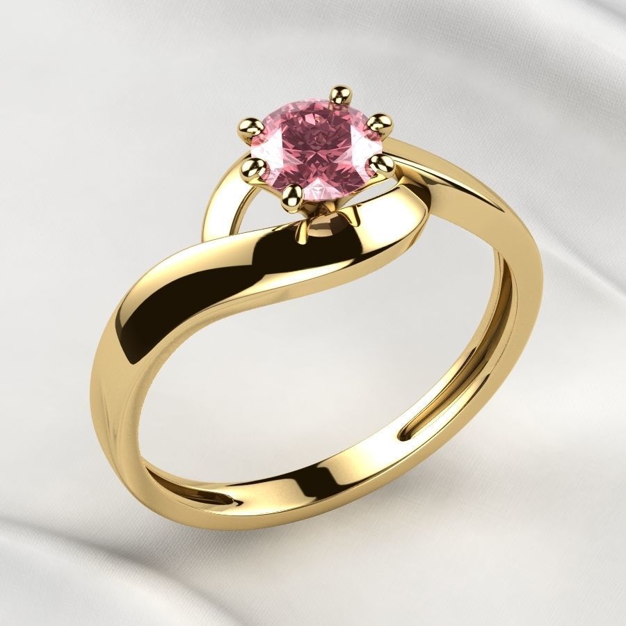 5mm Gemstone Gold Ring 3D print model_3