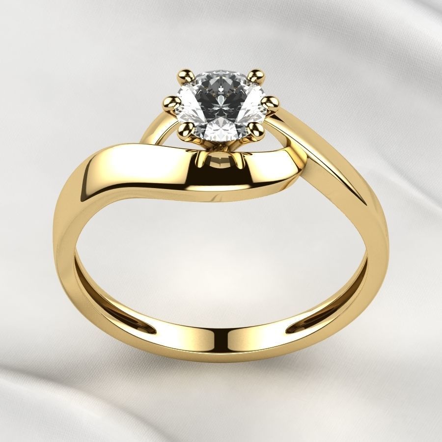 5mm Gemstone Gold Ring 3D print model_11