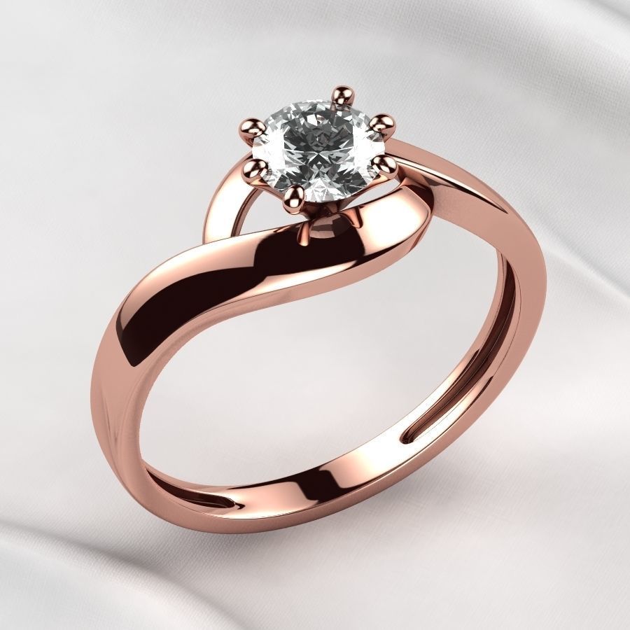 5mm Gemstone Gold Ring 3D print model_4