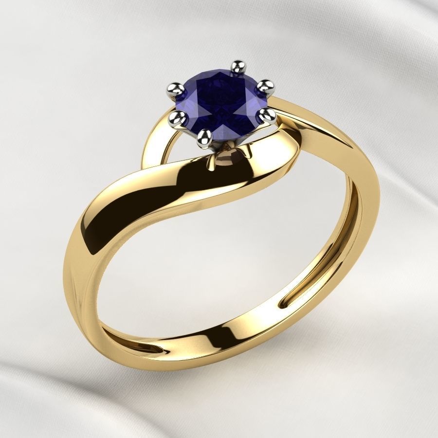 5mm Gemstone Gold Ring 3D print model_2