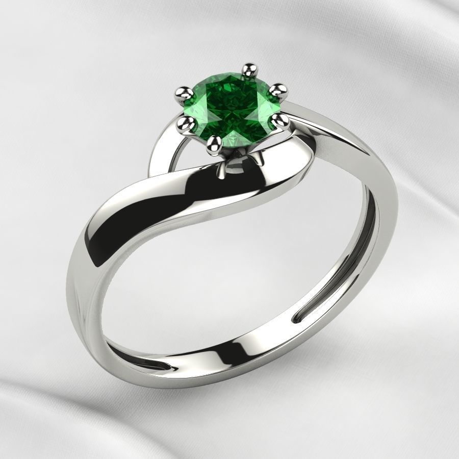 5mm Gemstone Gold Ring 3D print model_10