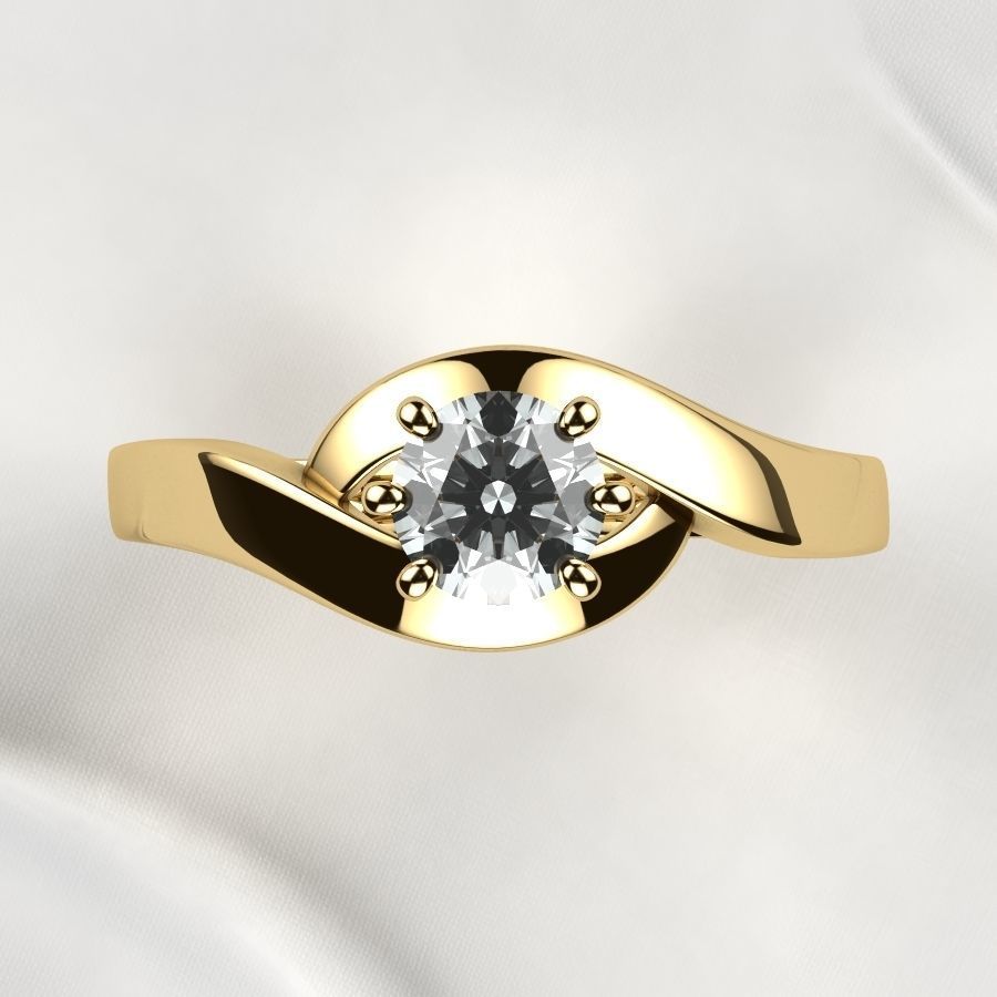 5mm Gemstone Gold Ring 3D print model_12