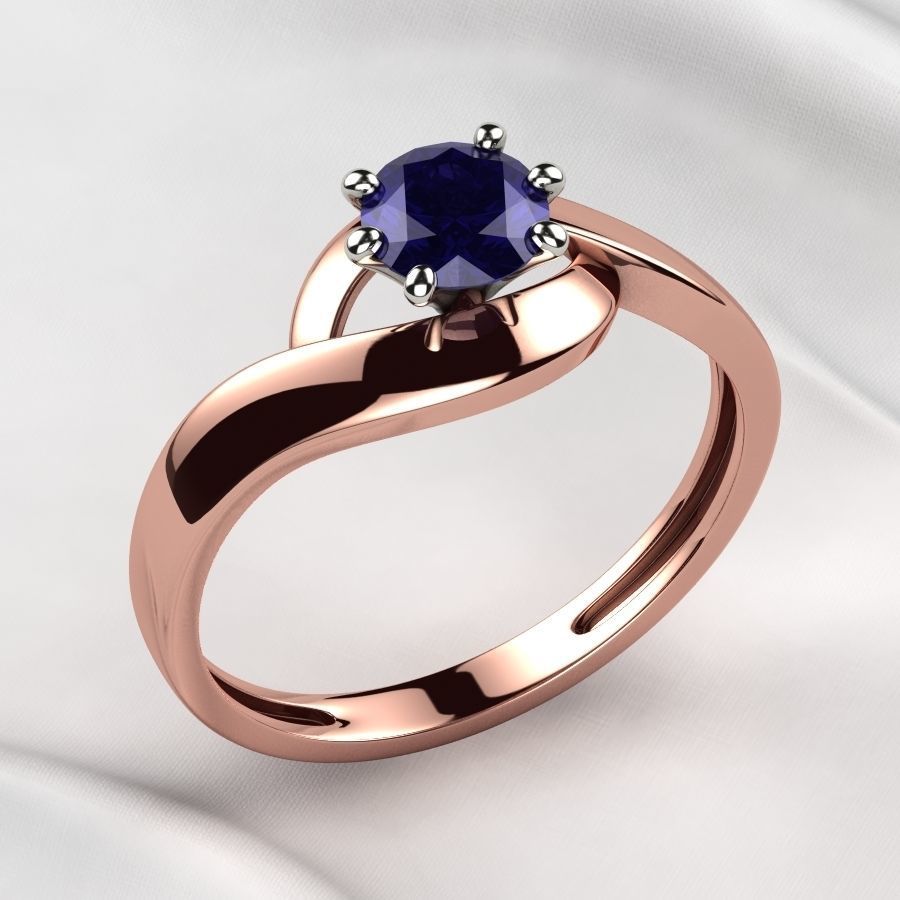 5mm Gemstone Gold Ring 3D print model_5