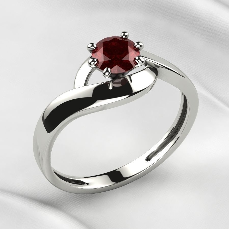 5mm Gemstone Gold Ring 3D print model_9