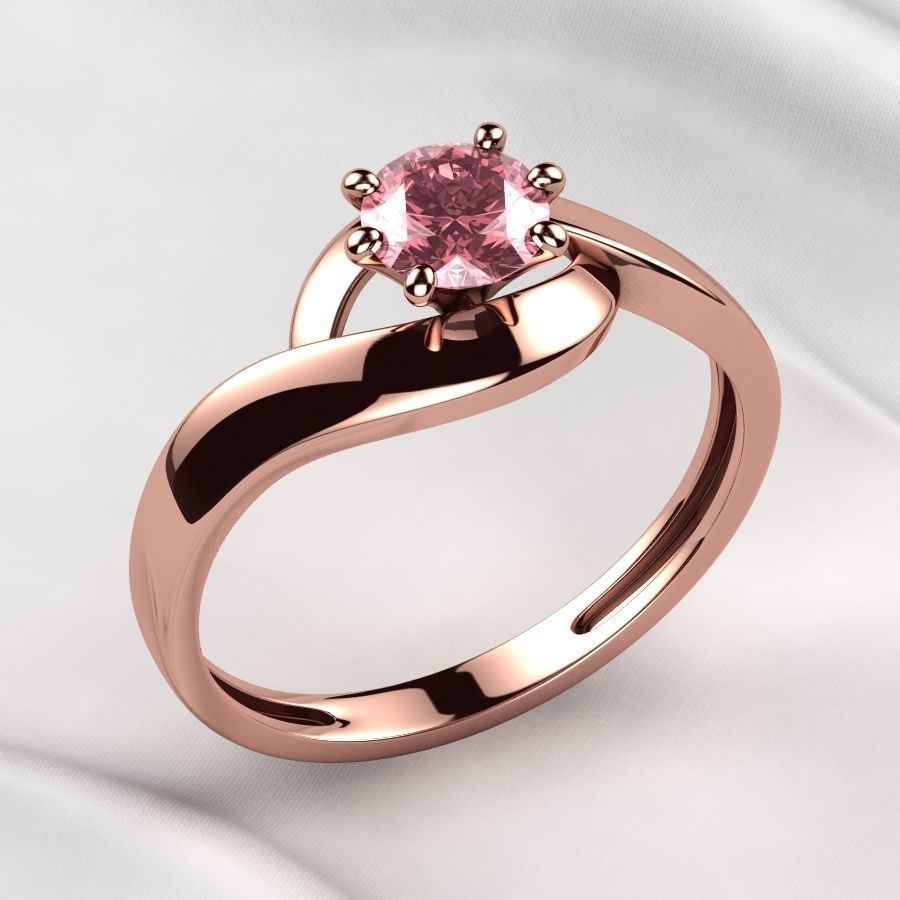 5mm Gemstone Gold Ring 3D print model_6