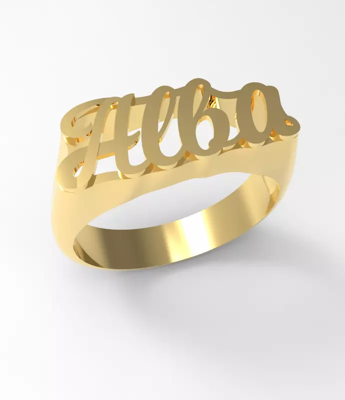 Alba name ring 3D print model_0