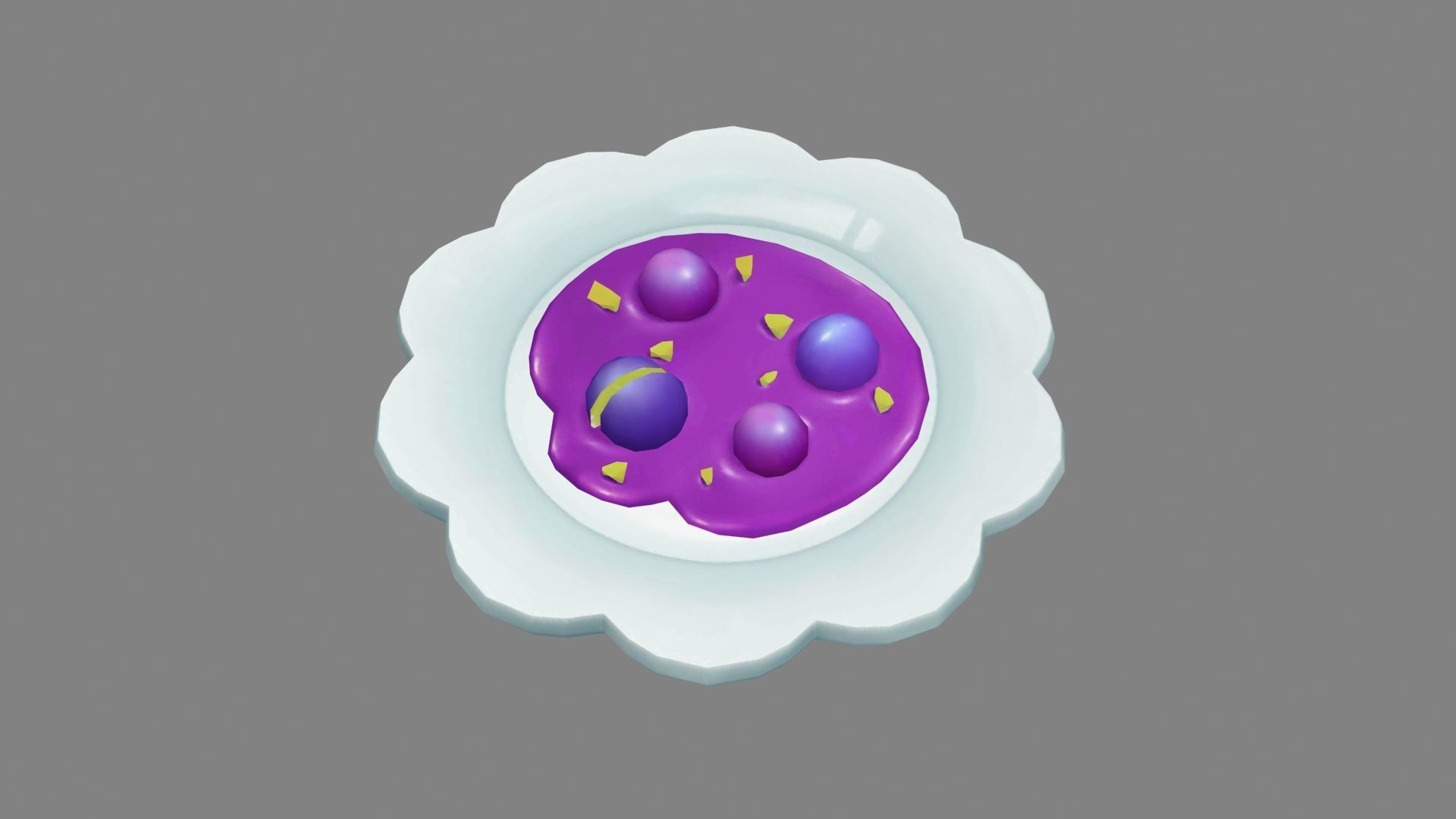 Cartoon grape juice - a plate of jam Low-poly 3D model_1