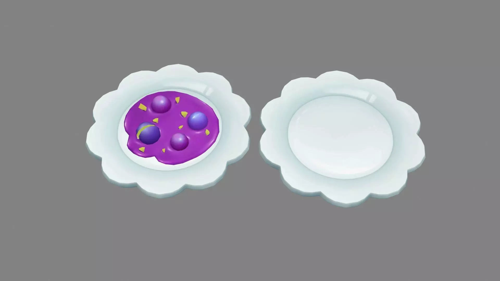 Cartoon grape juice - a plate of jam Low-poly 3D model_0