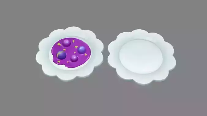 Cartoon grape juice - a plate of jam Low-poly 3D model