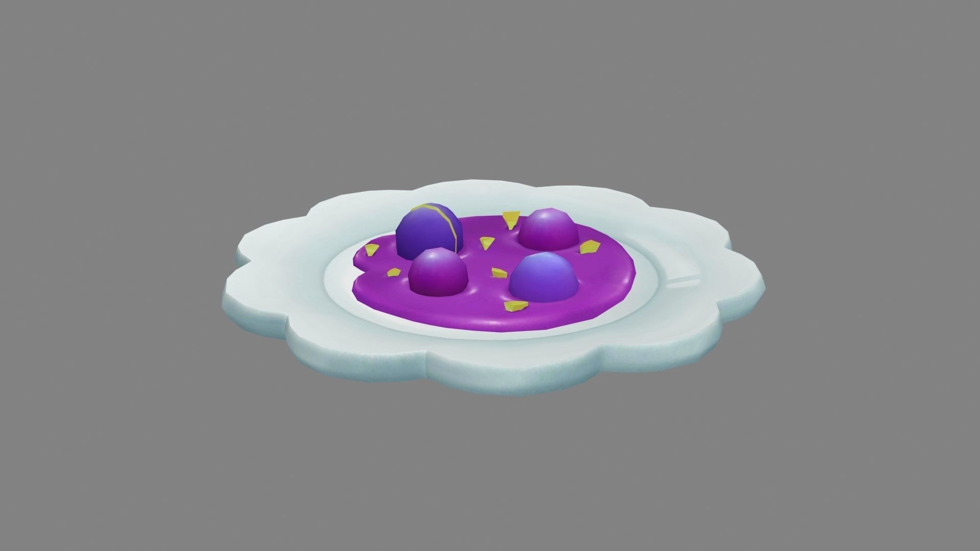 Cartoon grape juice - a plate of jam Low-poly 3D model_2