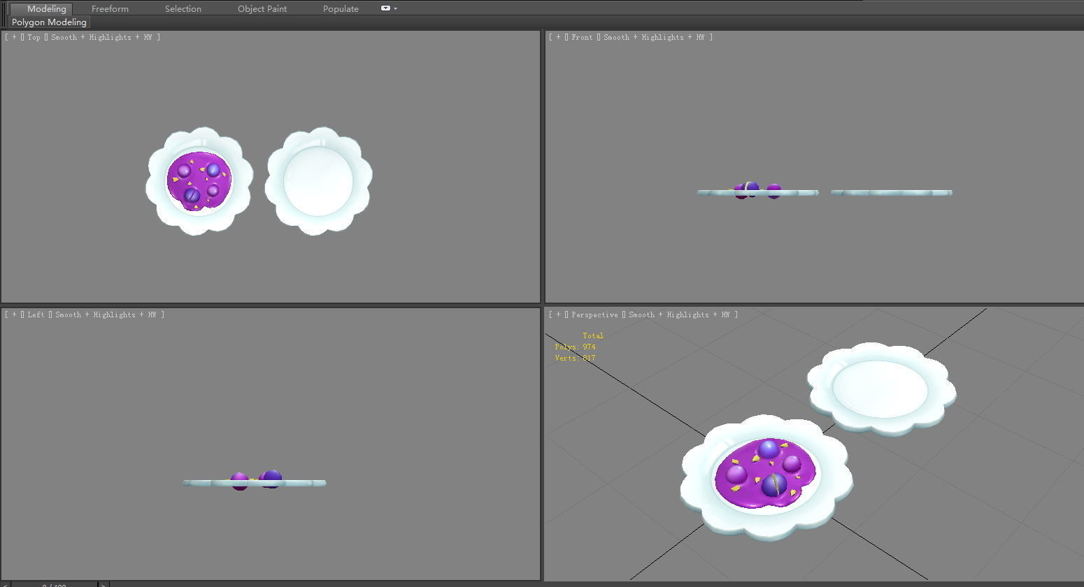 Cartoon grape juice - a plate of jam Low-poly 3D model_3