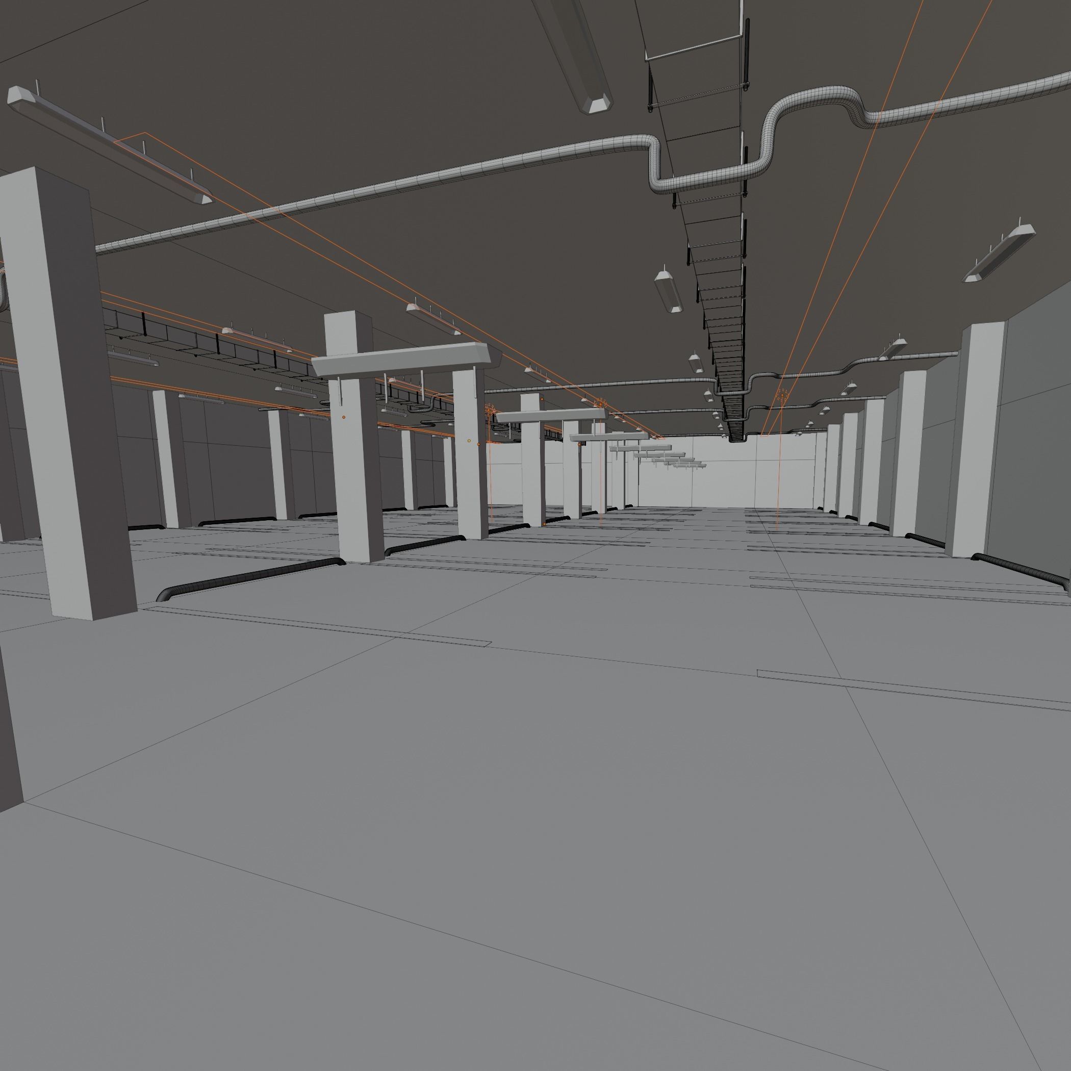 Parking empty garage 3D model_6