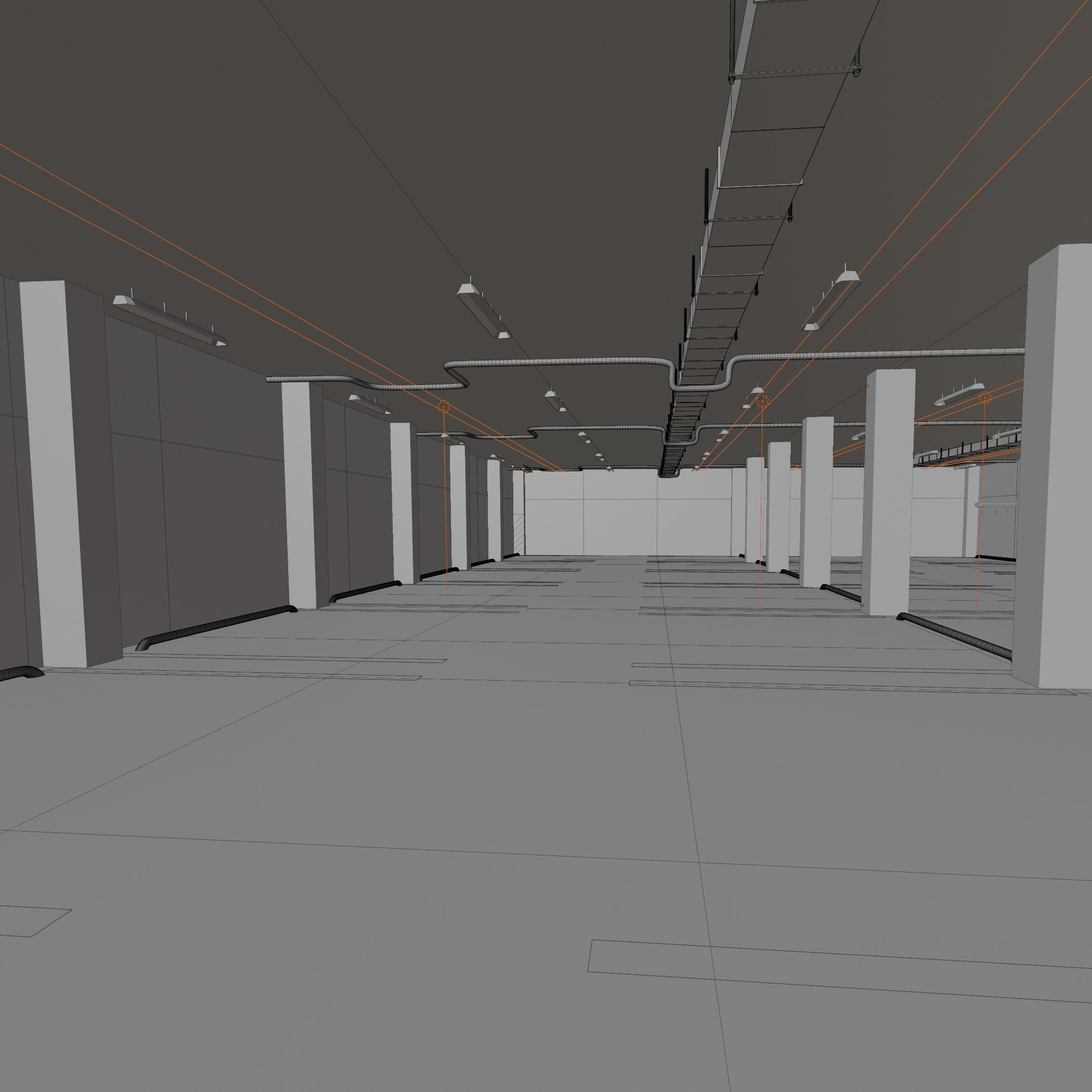 Parking empty garage 3D model_10