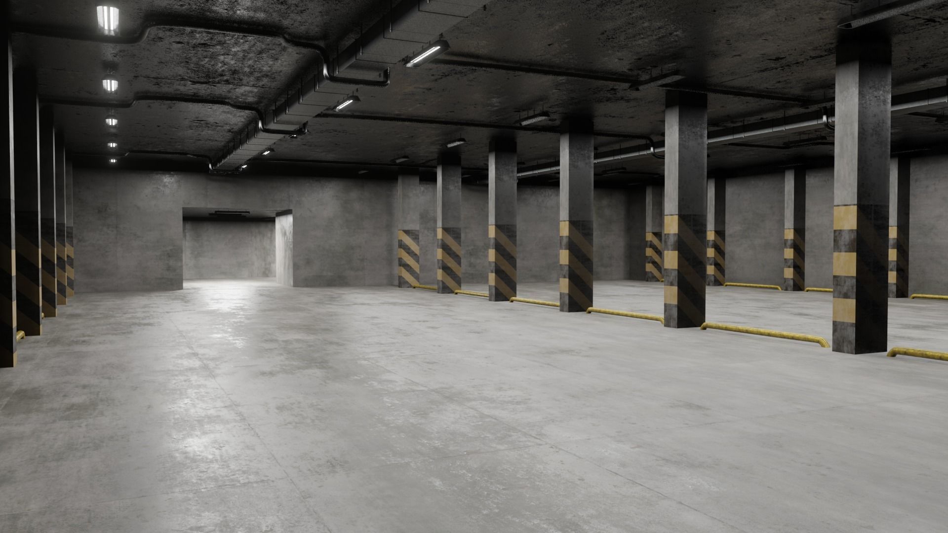 Parking empty garage 3D model_12