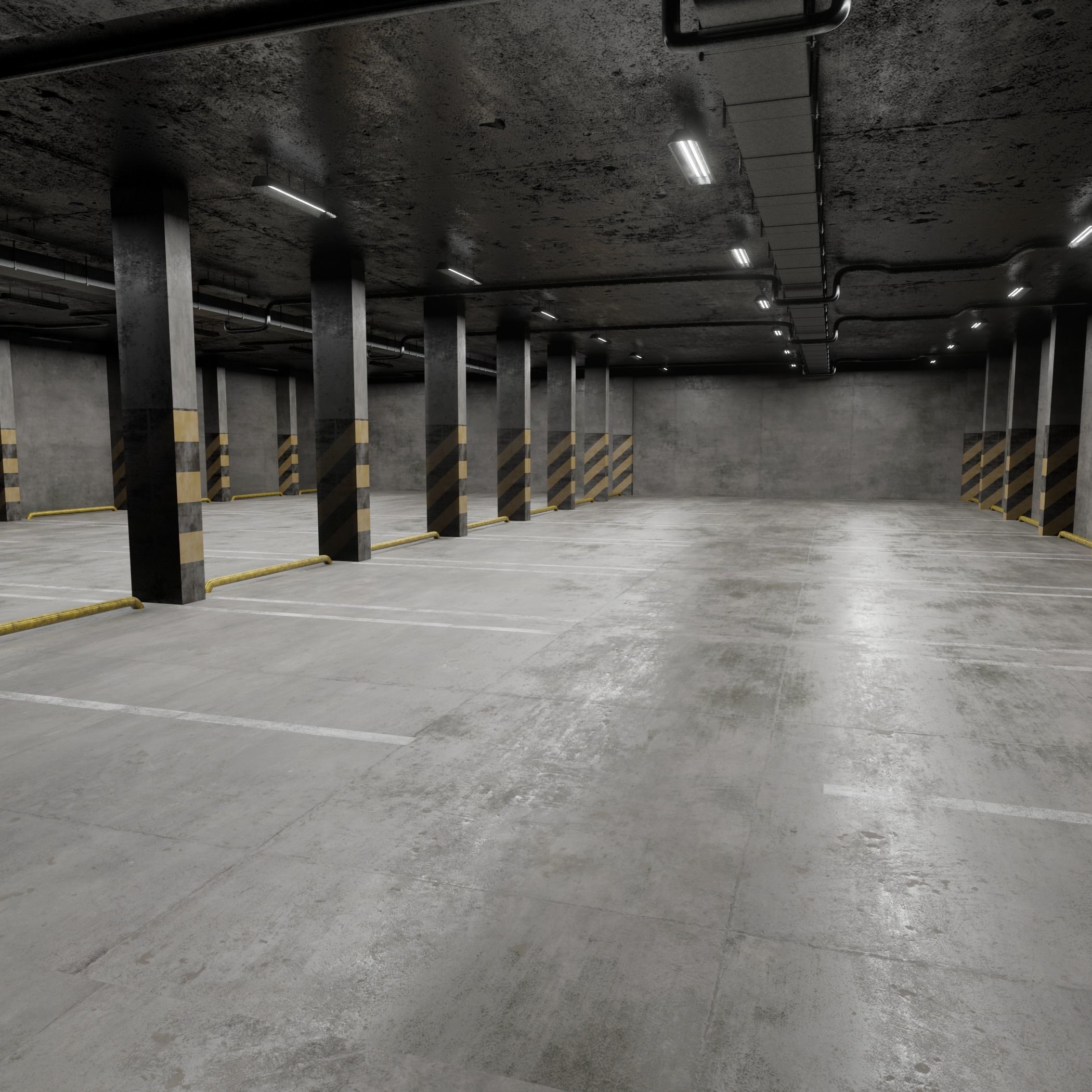 Parking empty garage 3D model_7