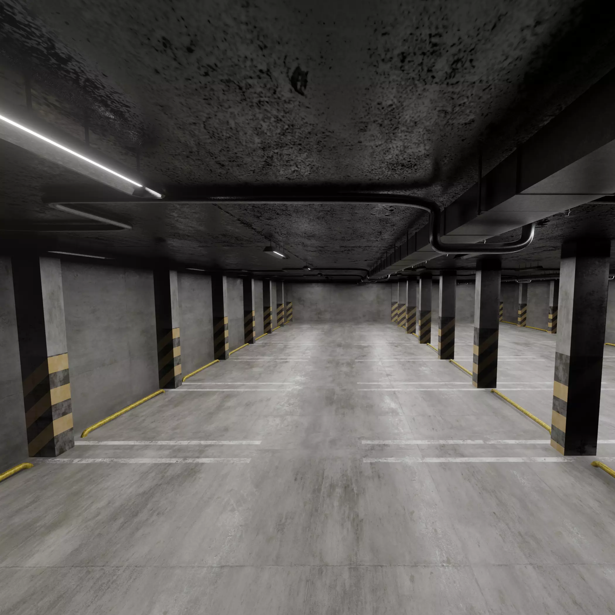 Parking empty garage 3D model_0