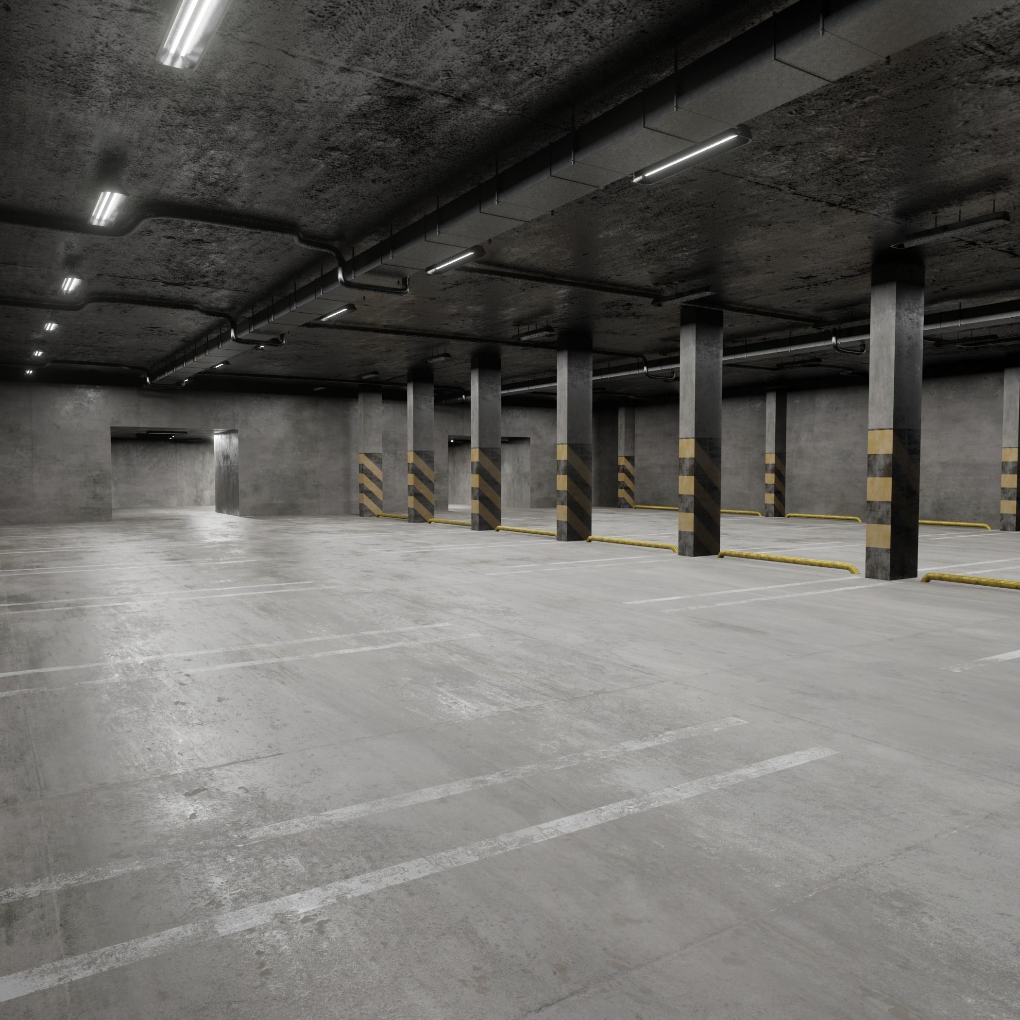 Parking empty garage 3D model_1
