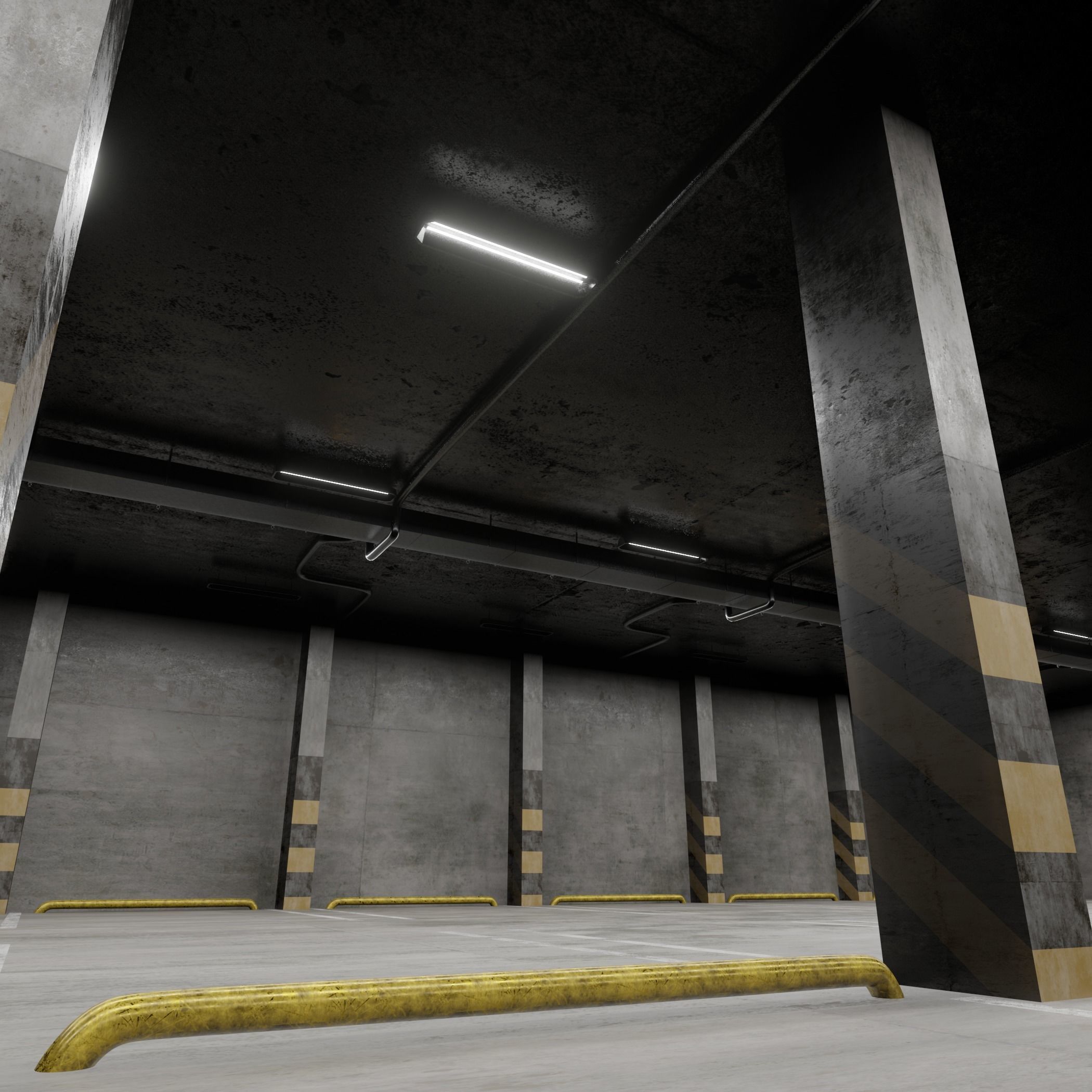 Parking empty garage 3D model_2
