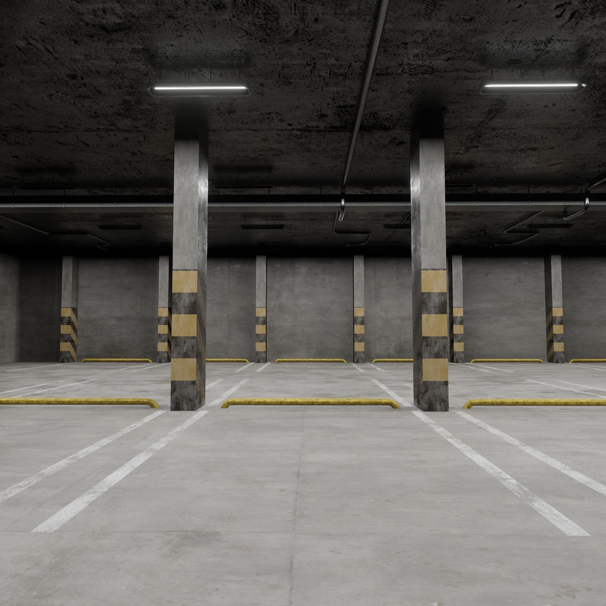 Parking empty garage 3D model_3
