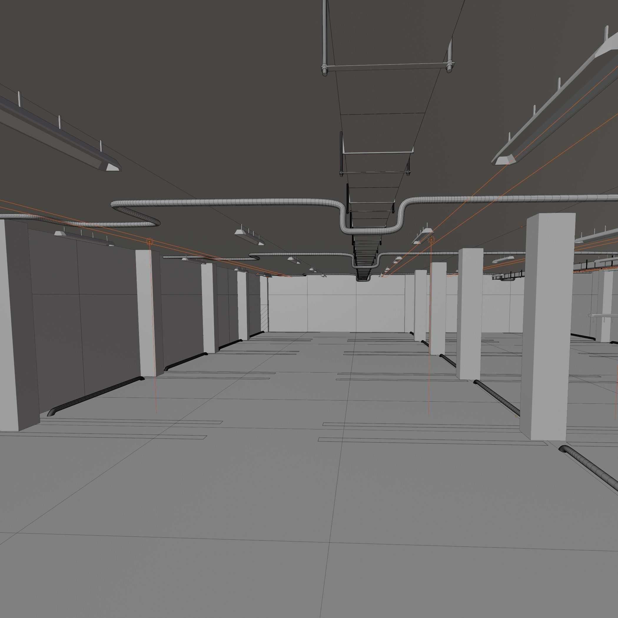 Parking empty garage 3D model_8