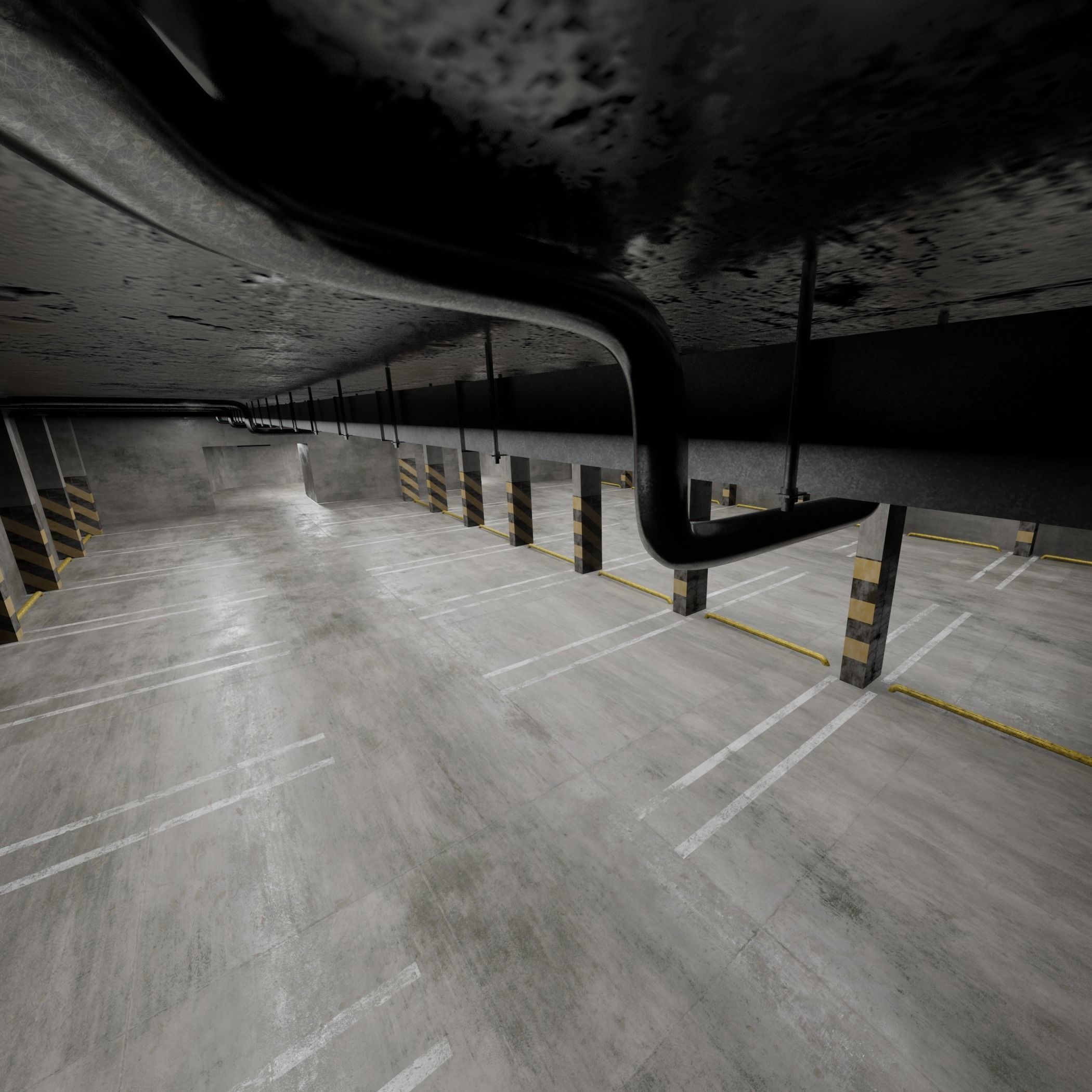Parking empty garage 3D model_11