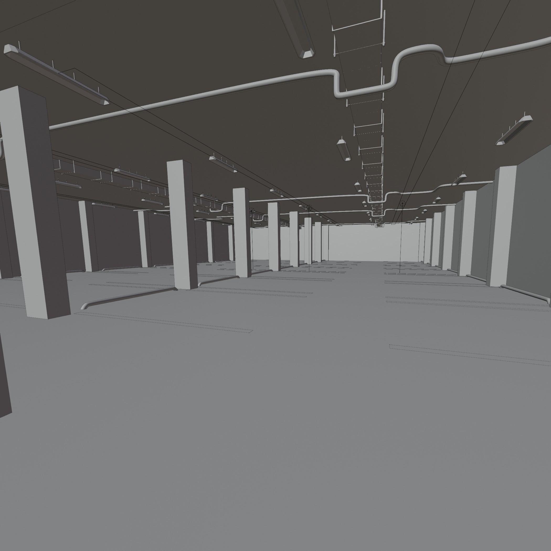 Parking empty garage 3D model_5