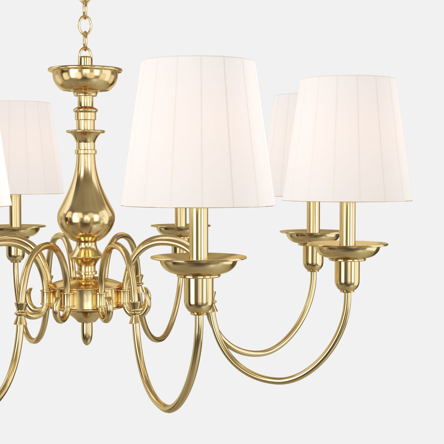 MW-Light chandelier in brass with shades 3D model_2
