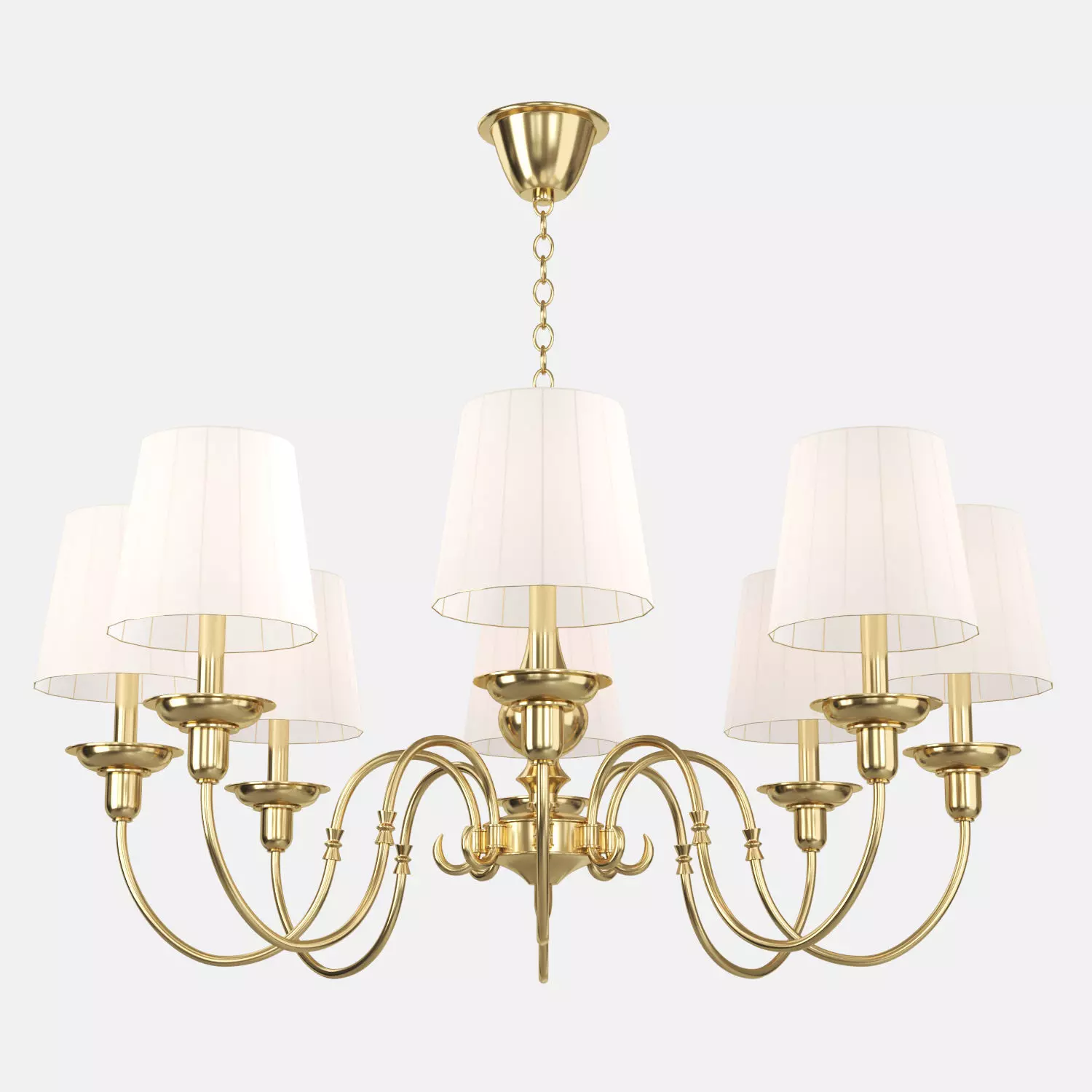 MW-Light chandelier in brass with shades 3D model_0