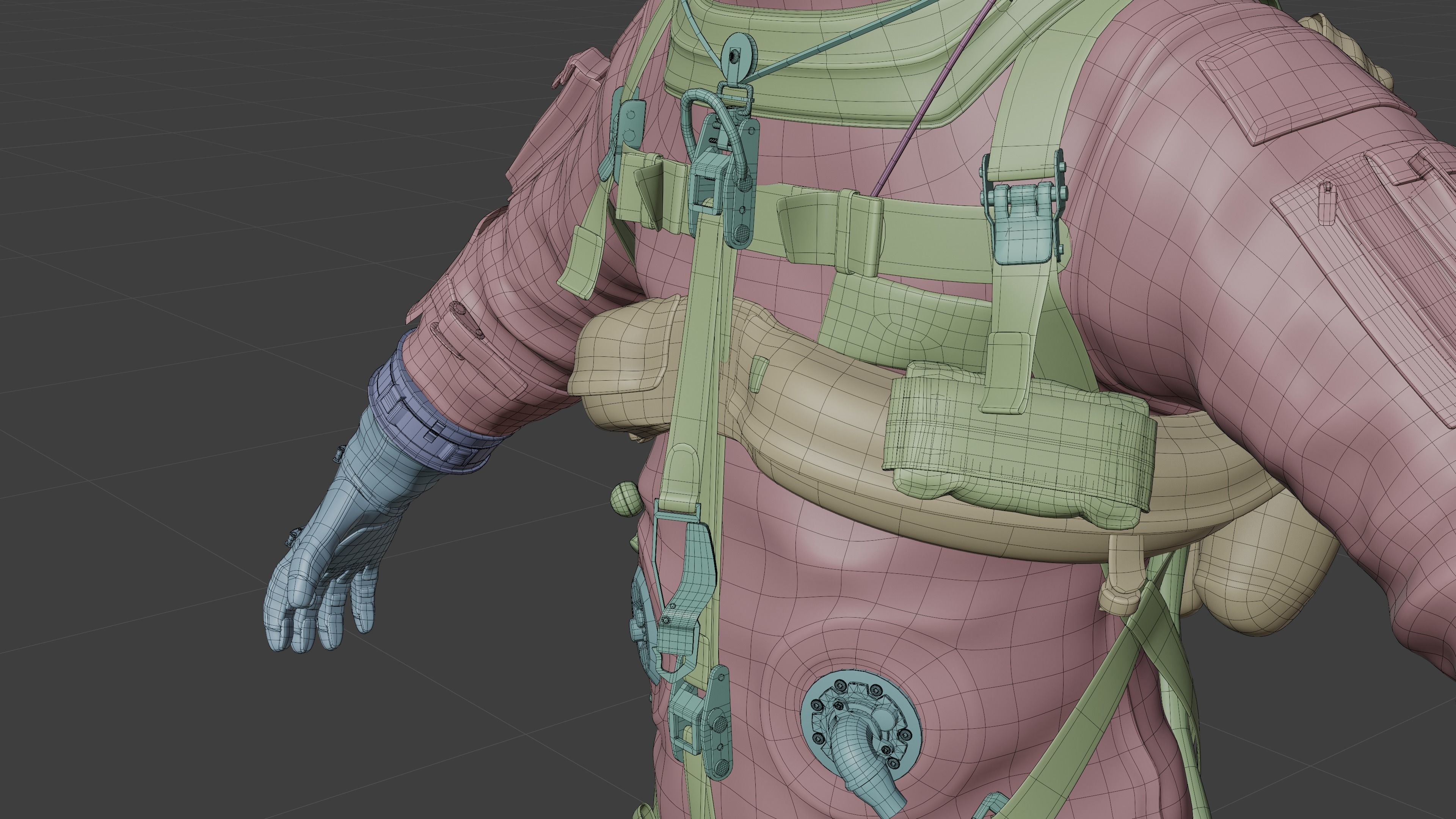 Orange ACES Spacesuit Low-poly 3D model_24