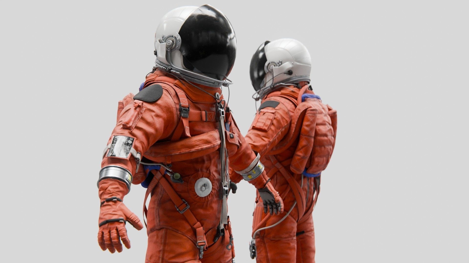 Orange ACES Spacesuit Low-poly 3D model_3