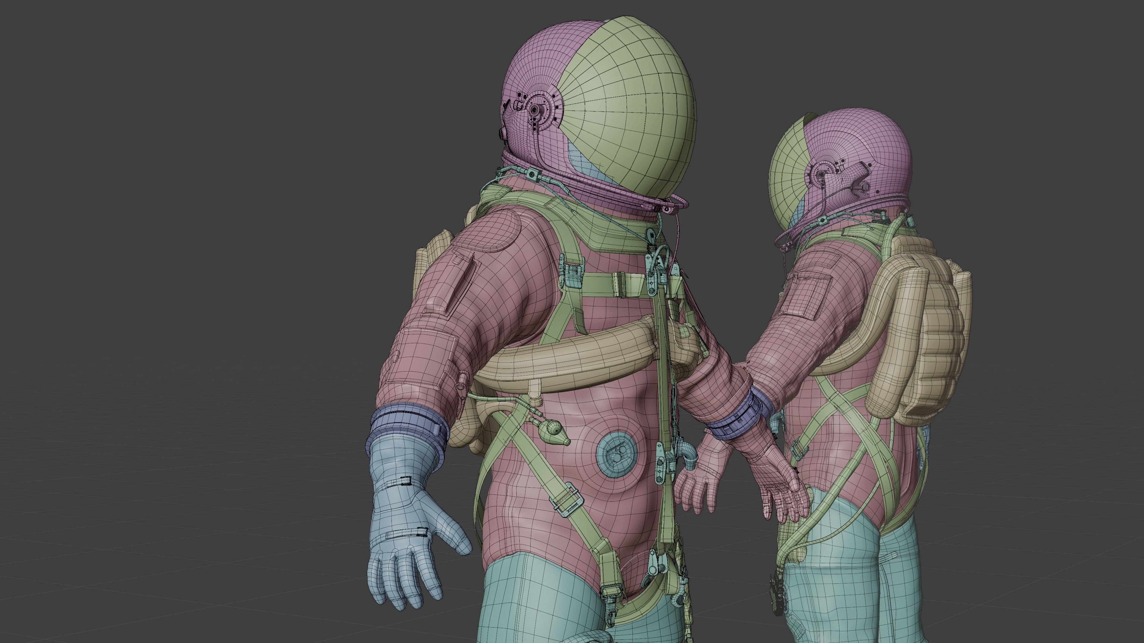 Orange ACES Spacesuit Low-poly 3D model_16