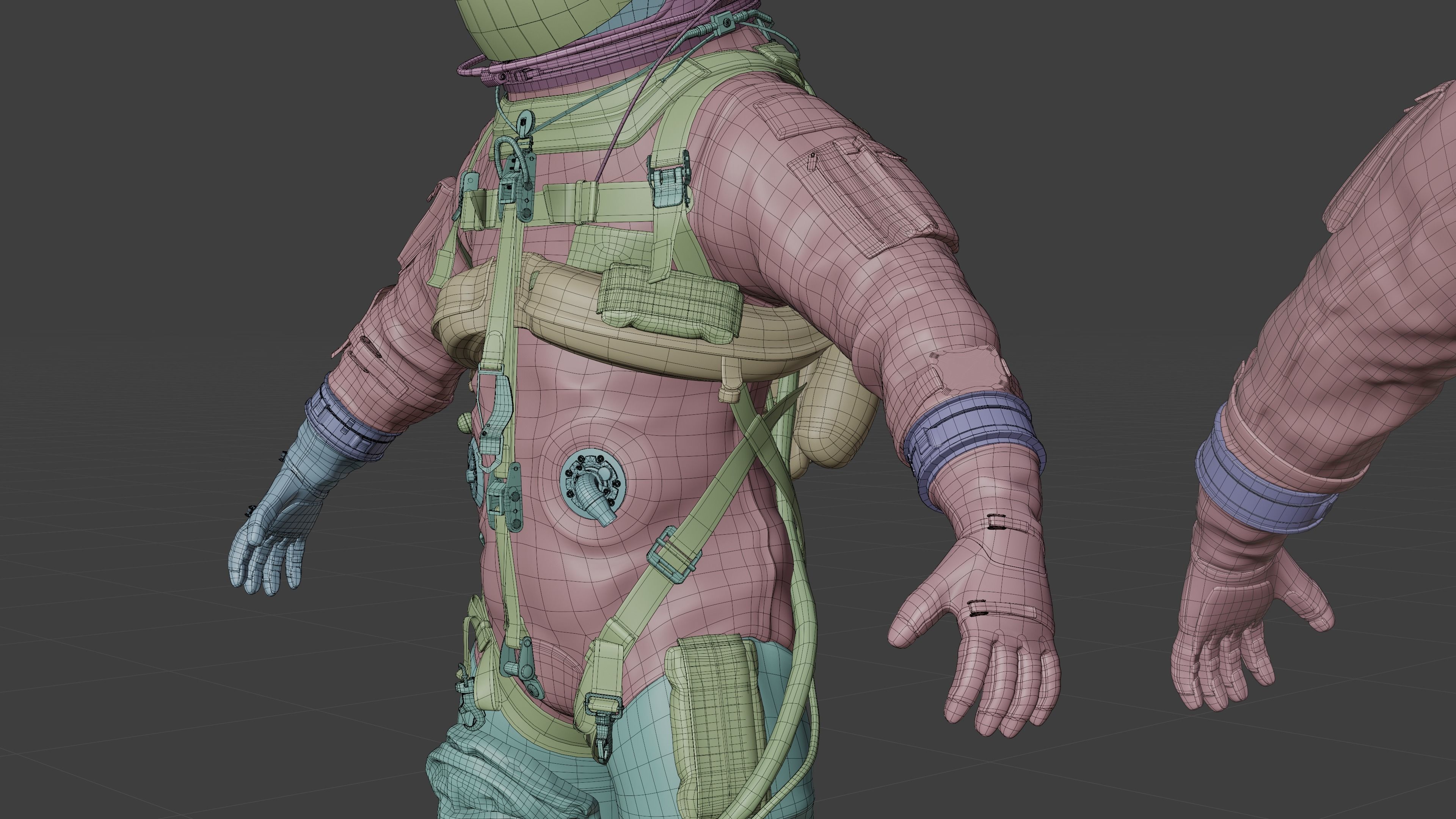 Orange ACES Spacesuit Low-poly 3D model_17