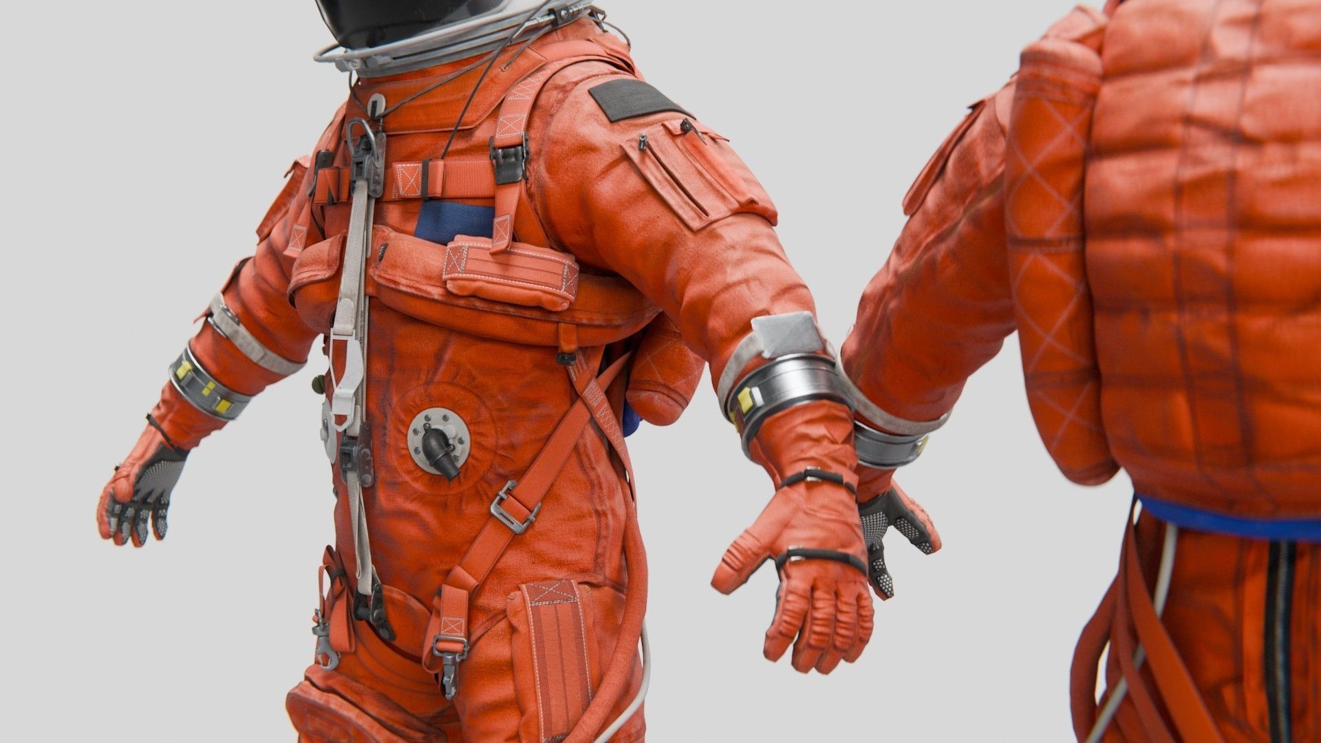 Orange ACES Spacesuit Low-poly 3D model_4