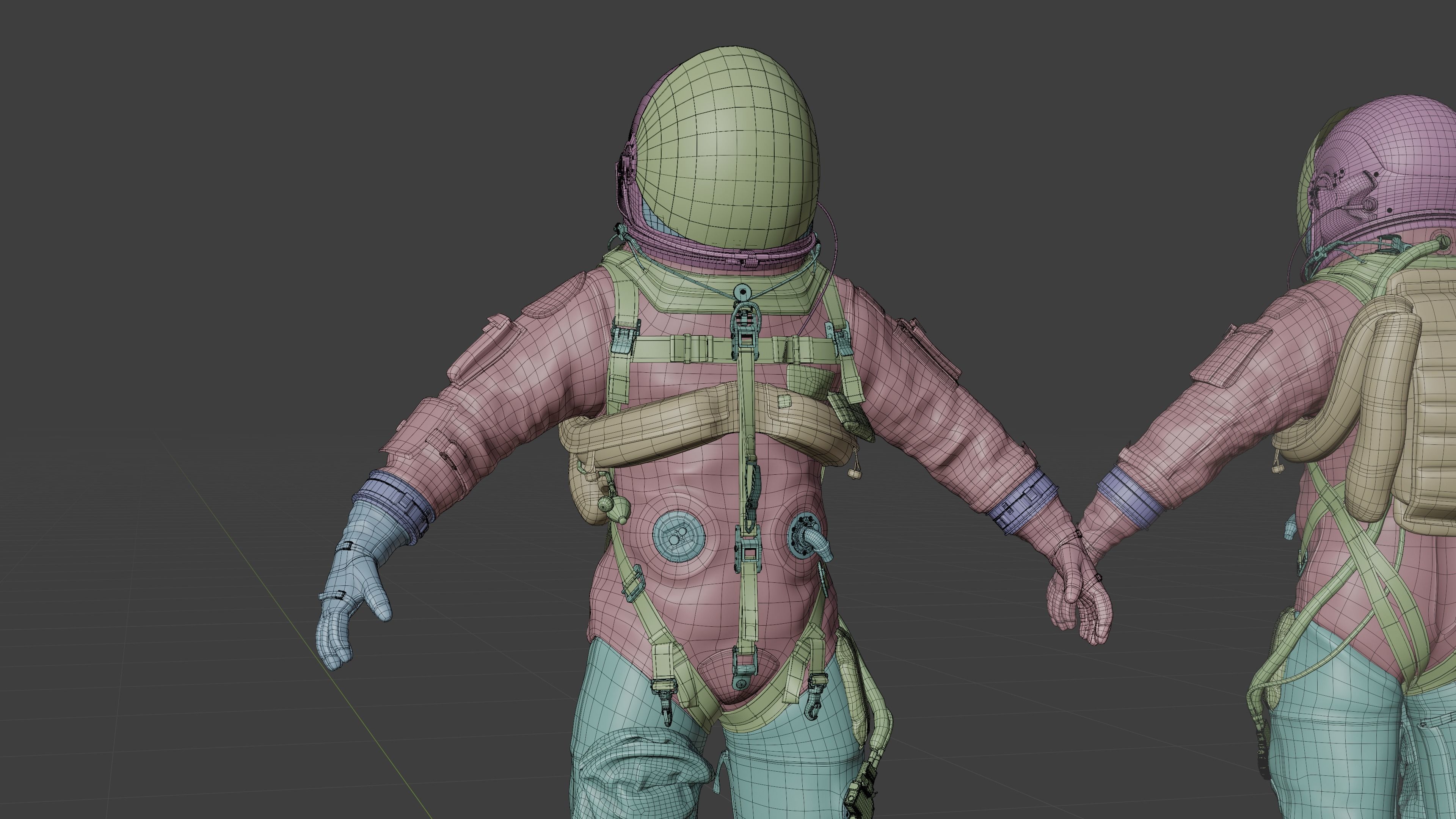 Orange ACES Spacesuit Low-poly 3D model_15