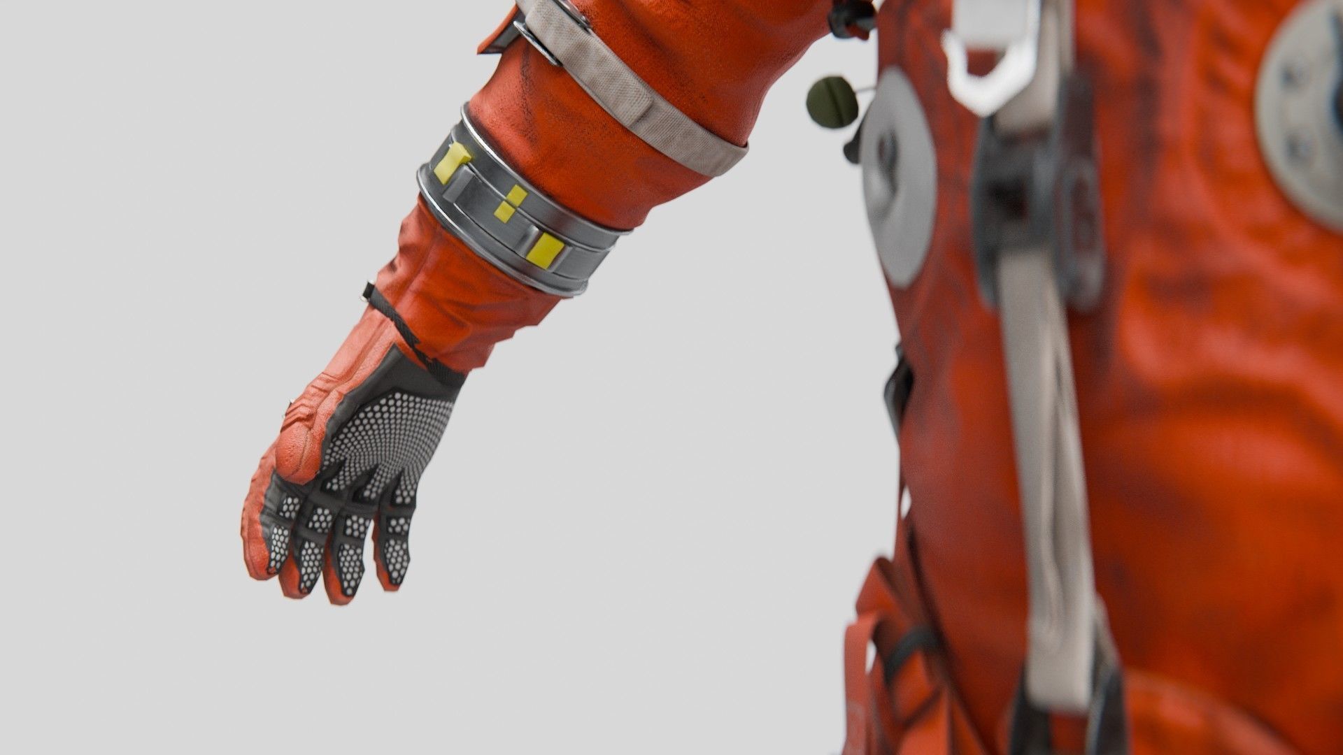 Orange ACES Spacesuit Low-poly 3D model_10