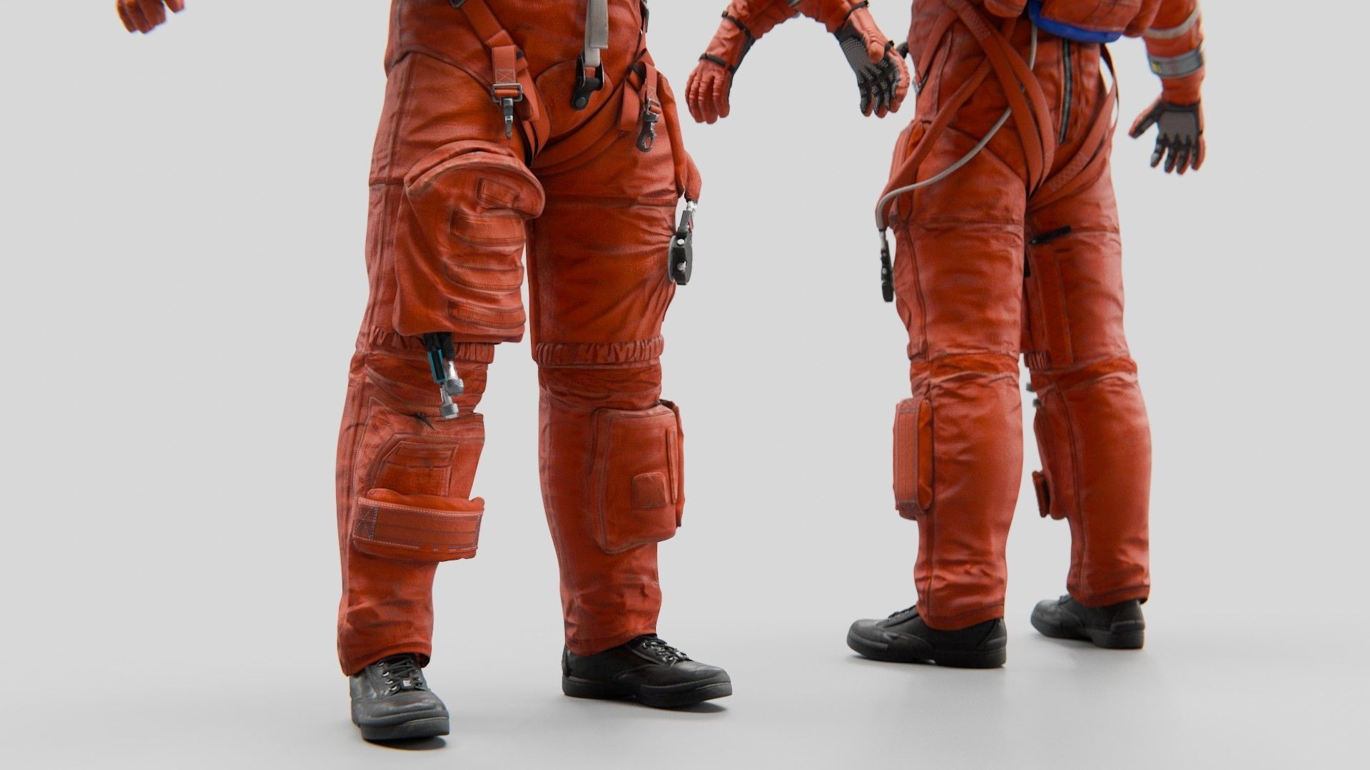 Orange ACES Spacesuit Low-poly 3D model_7