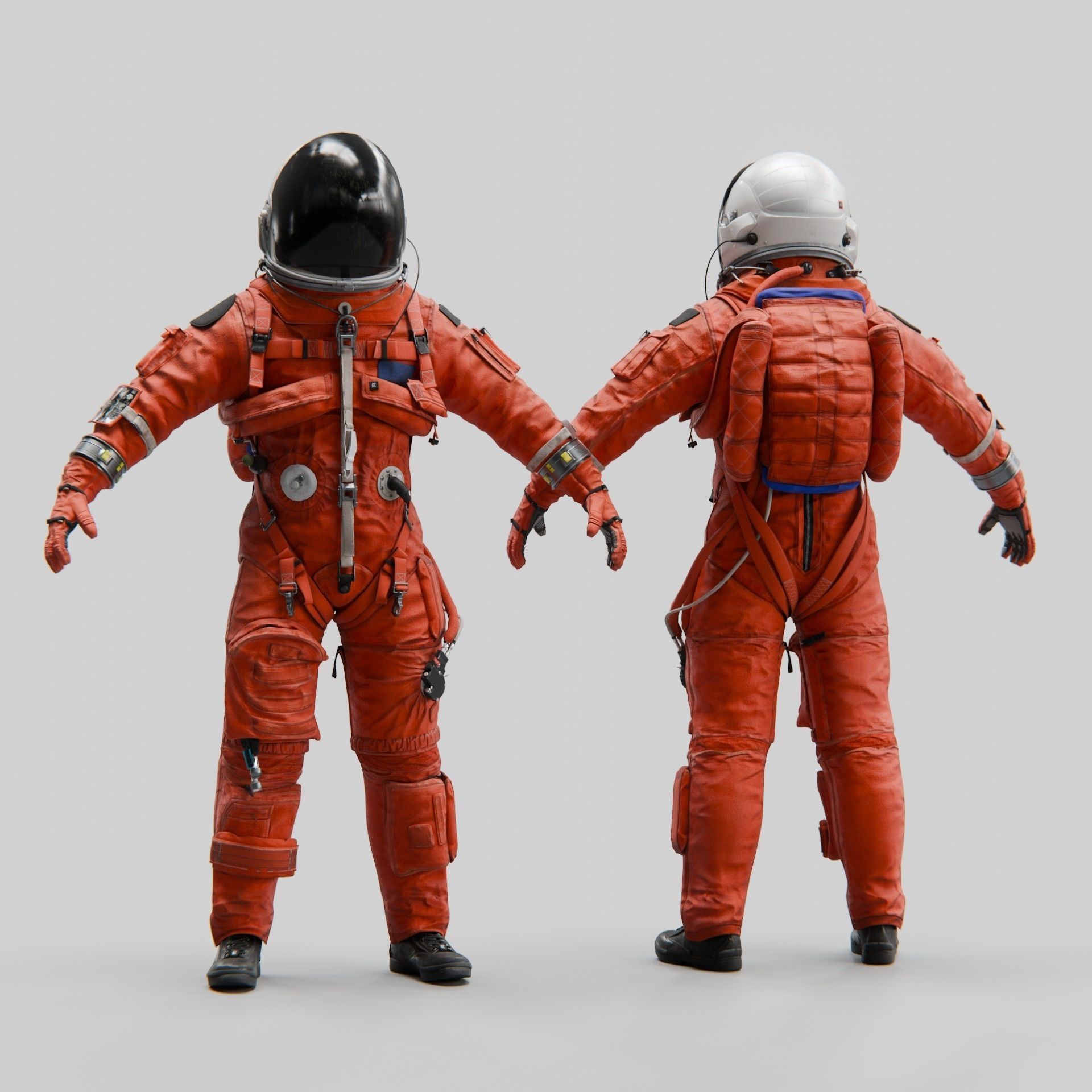 Orange ACES Spacesuit Low-poly 3D model_13