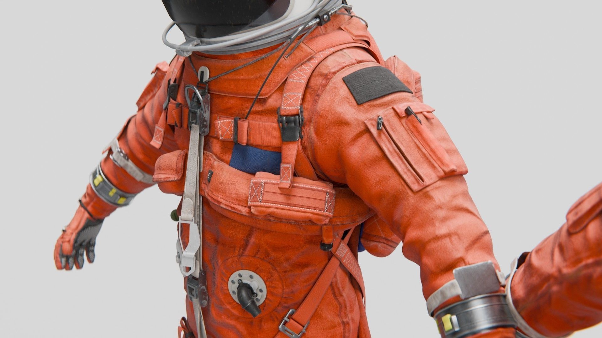Orange ACES Spacesuit Low-poly 3D model_11