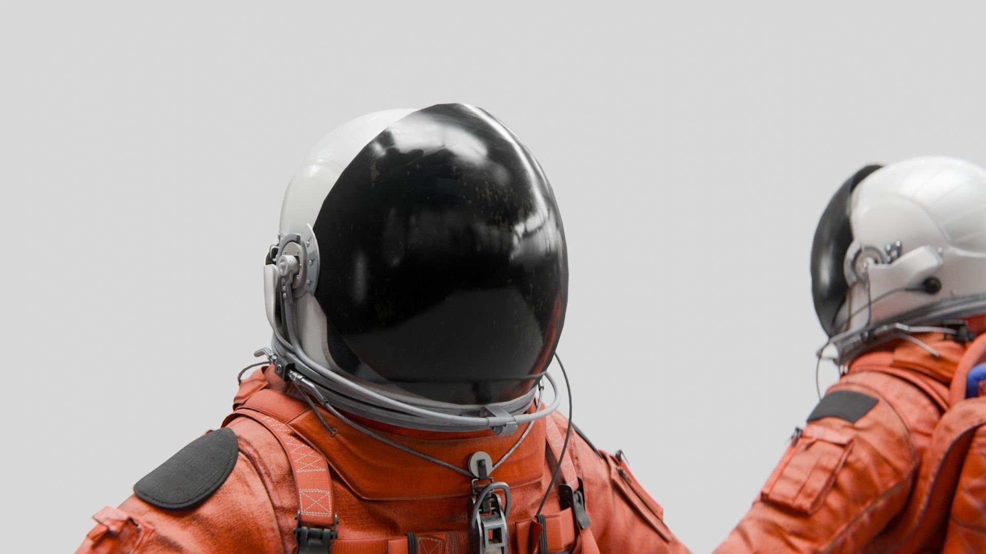 Orange ACES Spacesuit Low-poly 3D model_5