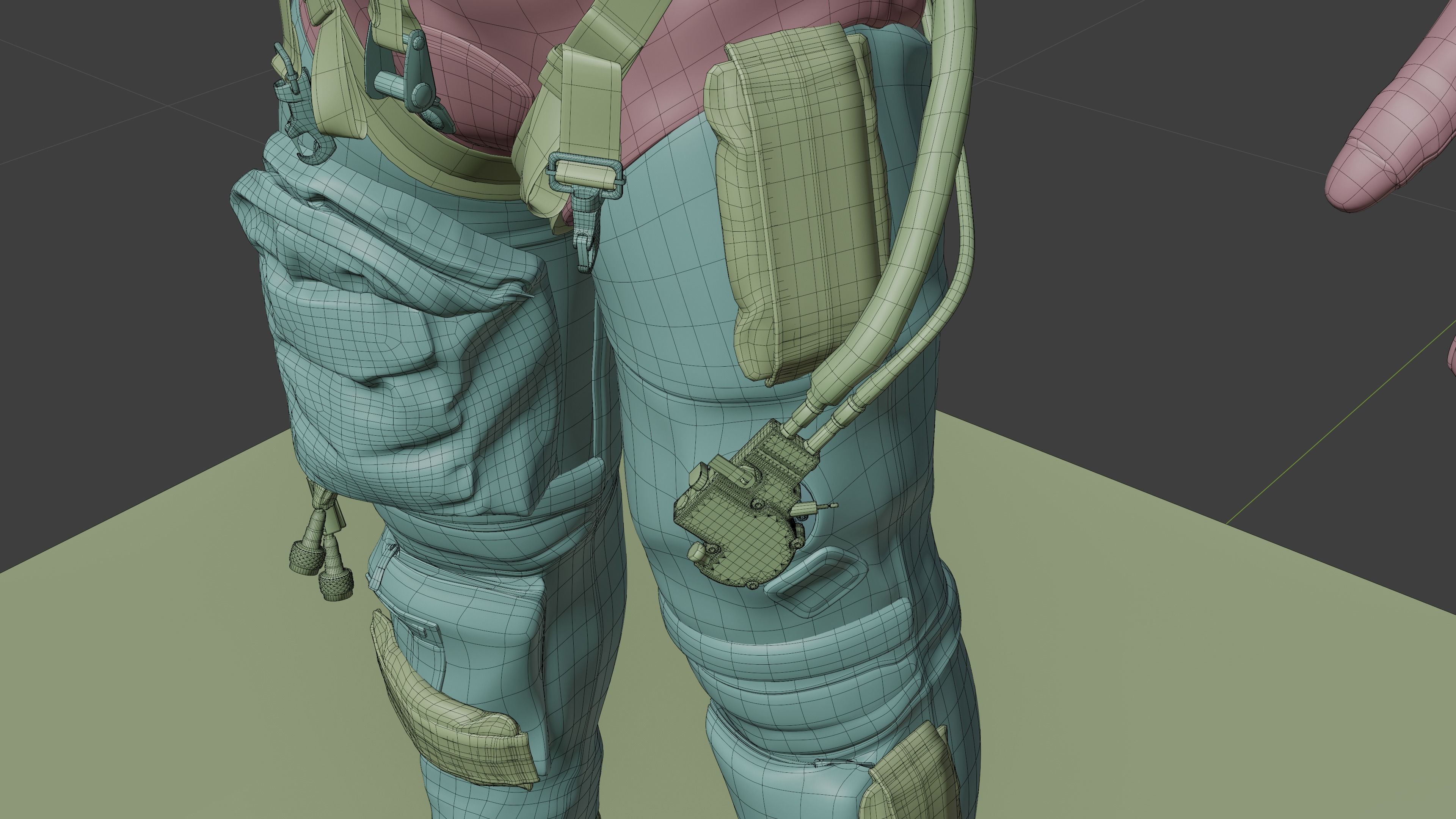 Orange ACES Spacesuit Low-poly 3D model_21